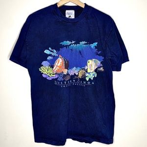 Vintage Gooses Indigo Acid Wash Aquarium Tee M